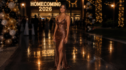 bronze homecoming dress